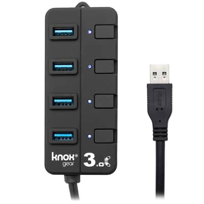Knox Gear 4 Port 3.0 USB Hub with Individual Switches and LED Lights image 11
