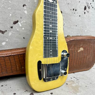 1953 Fender Champion Lap Steel Guitar 1950's -Yellow Pearloid w/ Original Case image 6