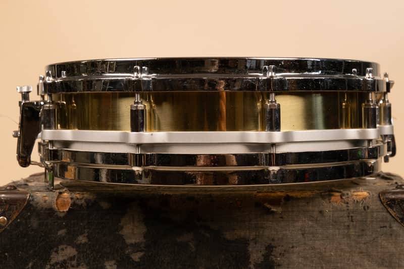 1980s Pearl 3.5x14 Brass Free Floating Snare Drum image 1