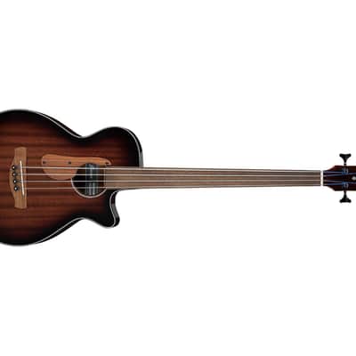 Ibanez AEGB24FEMHS Auditorium A/E Fretless Bass Guitar - Mahogany Sunburst image 4