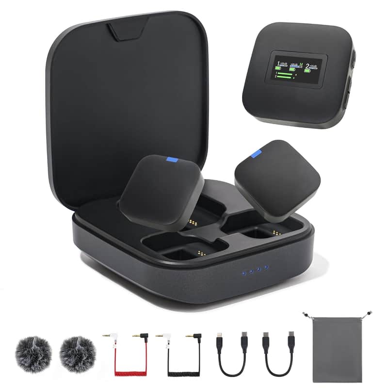 S8 Pro Mini Lavalier Wireless Microphone For Iphone,Usb C Phone,Camera,Laptop,48Khz 24Bit Digital/Analog Output,Noise Canceling,30H Battery Tiny Clip/Magnet Mic For Video Recording,Filming image 1