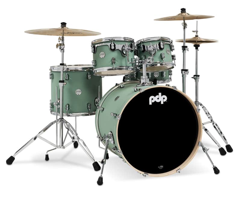 PDP Concept Maple 5-Piece Shell Pack, Satin Seafoam Finish Ply w/Chrome Hardware; 8x10, 9x12, 14x16, 18x22, 5.5x14 image 1