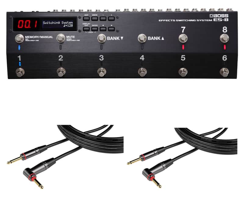 Boss ES8 Programmable Switching System + 2x Gator 20' RA Instrument Cable image 1