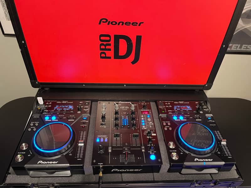 Pioneer DJ DJM-400 & CDJ-400 Pair Limited Black Blue + Custom Case