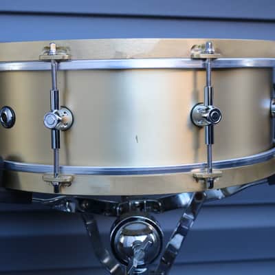 HHG drums 14x5.25 Handmade Brass With Solid Brass Bespoke Hoops 2022 Satin Lacquer image 7
