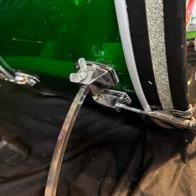 Rikki Rockett's Poison "Crack A Smile", Ludwig Green Vistalite 5-Piece Set 22", 16", 13", 12" with 5.5x14" Zickos Snare image 10
