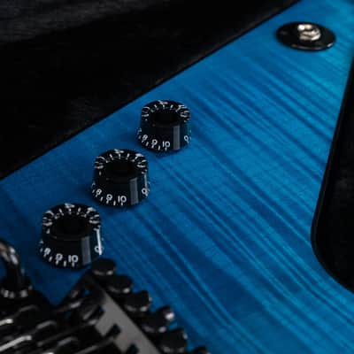 Dean Custom Shop USA ML Flame Top Floyd Firehouse Guitars Exclusive Electric Guitar, Ebony Fingerboard, Trans Blue Black Fade image 8