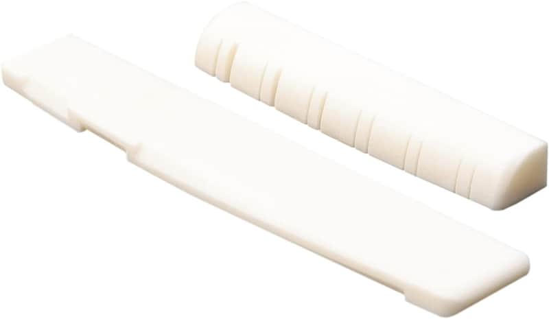 12 String Acoustic Guitar Bone Nut and Saddle Set | Unbleached Buffalo Bone Bridge Parts (49mm Nut, 76mm Saddle) image 1