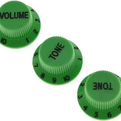 Set of 3 Green w/Black Number ST Strat Style Guitar Knob Volume Tone Knobs image 1