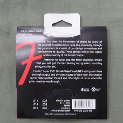 Fender 073-0250-408 250M .011-.049 Medium Electric  Guitar Strings image 3