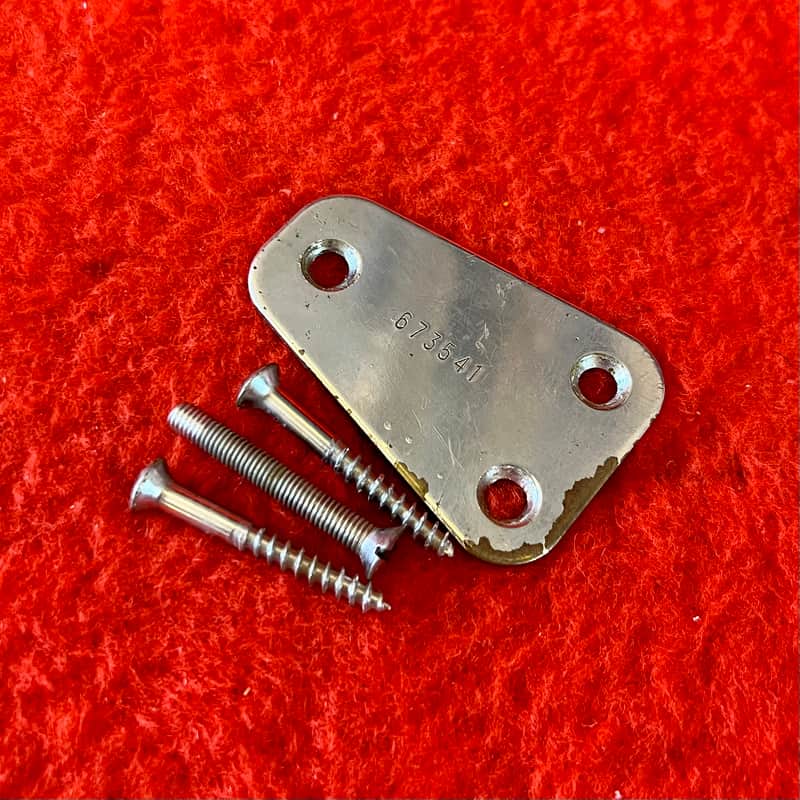 Hagstrom Guitar neck-plate c 1965 - Nickel original vintage Swede Viking Futurama I II iii model image 1