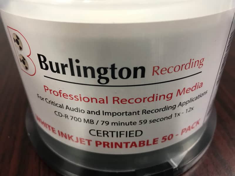 Burlington Recording 80 Min Pro CD-R CERTIFIED Inkjet Printable 1x-12x 50 PK image 1