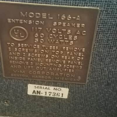Voice of Music 10 Watt 166-A Mono Tube Amplifier Combo Jensen 6x9 AlNiCo woofer tweeter guitar 8809 8810 1958 Grey Cream image 8