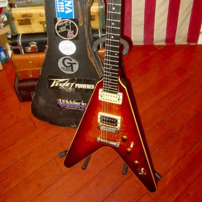 1981 Gibson Flying V CMT "The V" Curly Flamed Maple Sunburst Top w/ Original Hardshell Case image 2