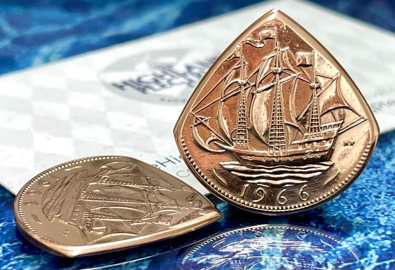 **Special Offer 20% Discount** Two (2) Queen Elizabeth 1966 Half Penny Coin Guitar Picks. image 1