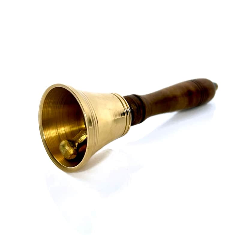 The Ventiano Small Brass Hand Bell with Wooden Handle -  Ideal for School, Hotel and Christmas image 1