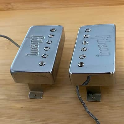 Gibson Vintage 1971 Chrome Embossed Logo Patent Number Sticker Pickup Set Les Paul ES 3351972 1973 1970's image 5