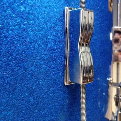 1960s Ludwig 15x12 Blue Sparkle Marching Snare Pre Serial Keystone  3 Ply image 7