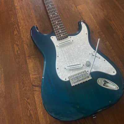 Vintage Johnson by AXL Strat-Style Electric Guitar – Seymour Duncan Pickups – Guyker Bridge – Transparent Blue image 4