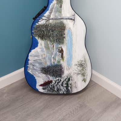 Juliana's Art Full of Love - Dreadnought Arch Top Guitar Case - "Snow" - a Tribute to Per-Olov Kindgren [2024] - Hand Painted Custom Artwork image 5