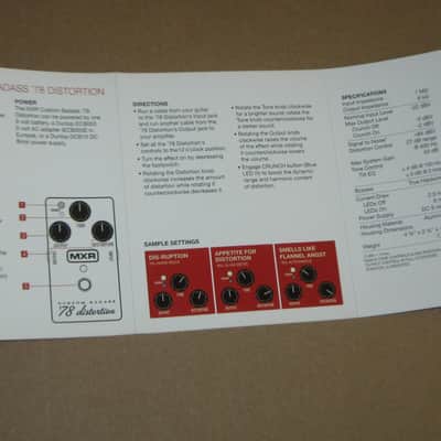 very lightly handled / mostly very clean MXR EMPTY BOX for M78 Custom Badass '78 Distortion (NO pedal) +original Instructions, original Warranty / Registration (2010s-2020s) BOX: black cardboard with silver color MRX logo / LABELS: red & black image 22