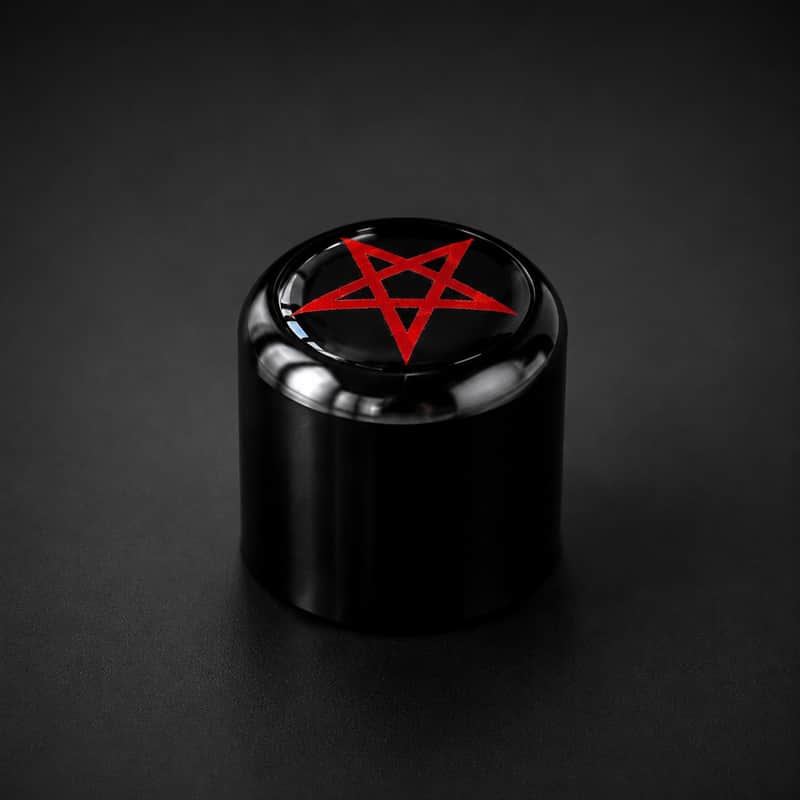 Guitar Monkey Red Pentagram Badge Volume Knob - Guitar Button - Black Aluminium image 1