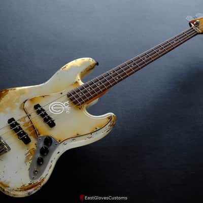 Fender Jazz Bass Vintage White Gold Edition Heavy Aged Relic by East Gloves Customs (RARE) image 11