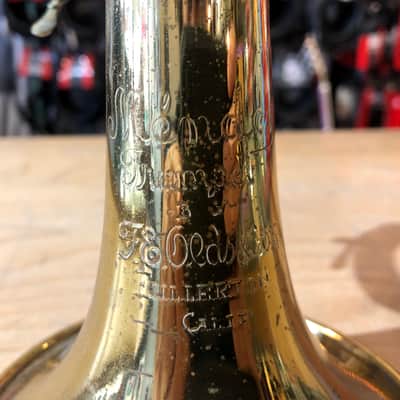 1958 F.E. Olds & Son Mendez Gold Lacquered Professional Bb Trumpet with Mouthpiece and Case image 11