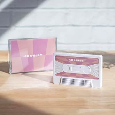 Crosley CR3045WH-CH Cassette Tape Wireless Bluetooth Speaker, Pink Checkered image 5