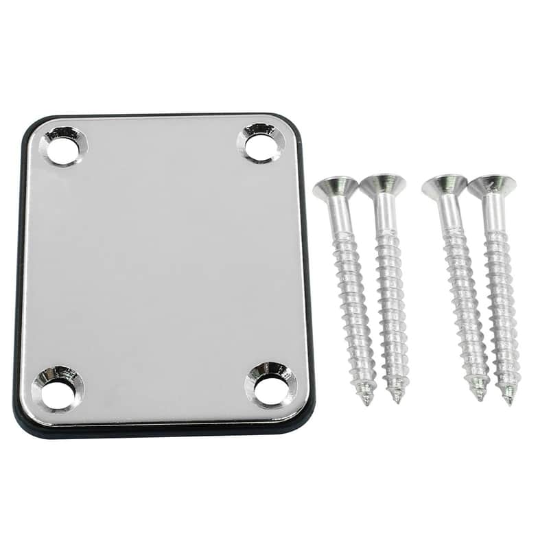 Electric Guitar Neck Plate, Sliver Bass Neck Plate Guitar Neck Joint Connecting Strengthen Plate with Screws(64 ×51 mm) image 1