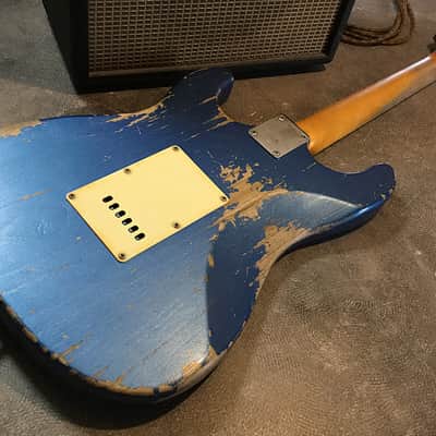 USA Relic Strat Style Electric Guitar Metallic Blue Nitro by Nate's Relic Guitars image 4