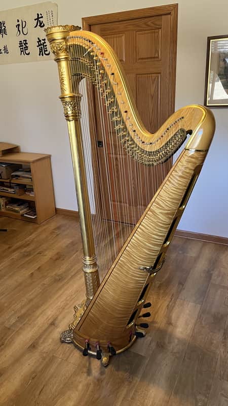 Lyon & Healy Concert Harp Style #21 1912 - Curly Maple, Sitka Pine, Gold leaf Gilding image 1