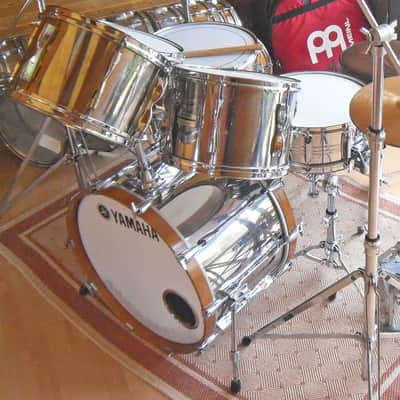 Vintage Yamaha Pre Recording 9000 Variation drum set - Original 1977 Chrome over Real Wood image 1