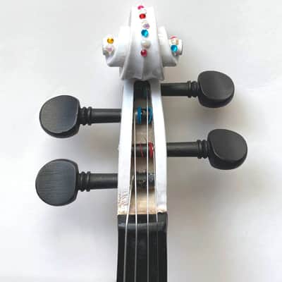 Butterfly Bling Bling Violin Outfit  4/4 w/ white carbon fiber bow, w/ hand applied artwork, crystal fine tuners, case, strings, rosin, set up, meets MENC standards image 6