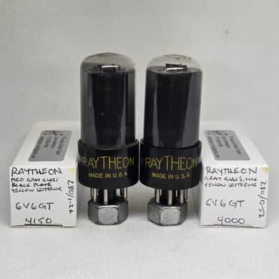Raytheon 6V6GT Gray Glass Well Matched (3.6%) Pair NOS 6V6