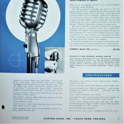 Vintage 1940's Electro-Voice 950 Cardax Crystal Microphone Hi Z w E.V 423A stand prop display image 2