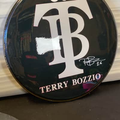 Terry Bozzio's DW - 22" Custom Logo Bass Drum Head, Autographed! - Black image 1