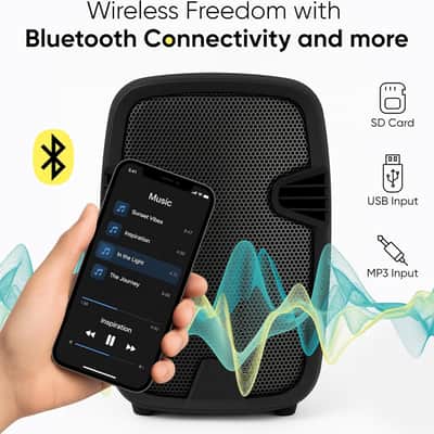 8-Inch Bluetooth PA Speaker Set – Portable Speakers Bluetooth Wireless Microphone with Stands and Cable – Party Speaker & DJ Speakers Outdoor Sound System, PA System Set for Events, Karaoke image 3