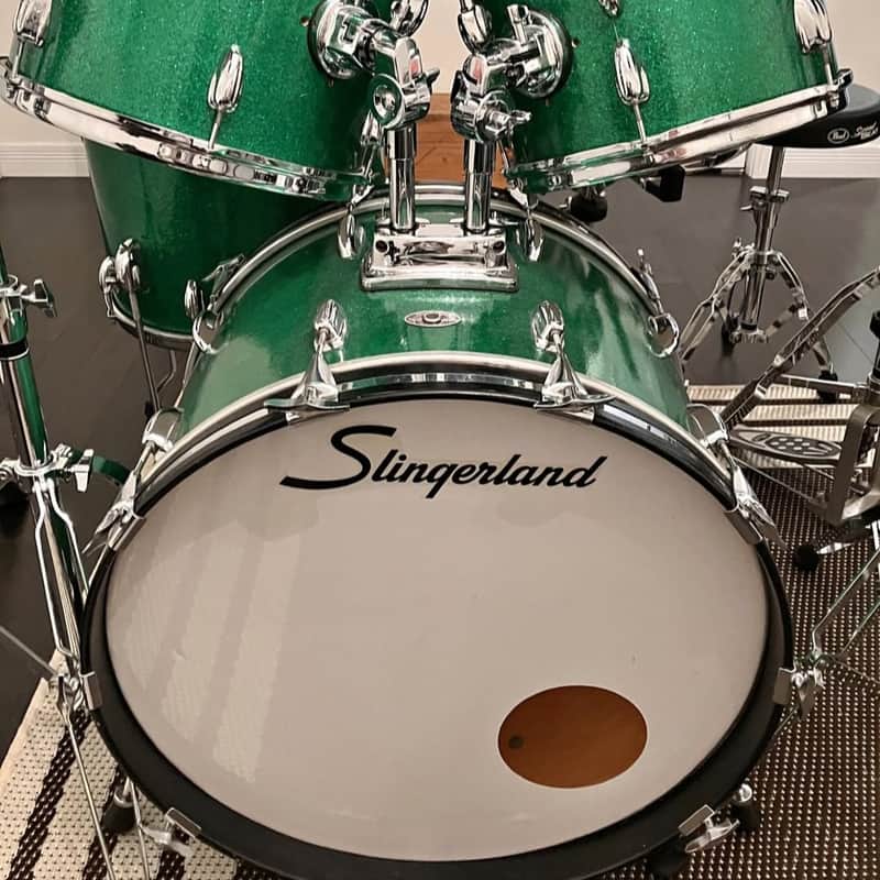 1977-79 Slingerland 1970s Silver Badge Maple Kit Green Sparkle