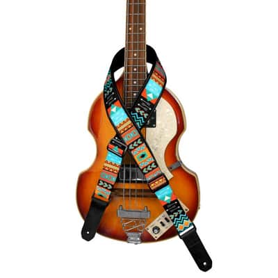 Strap for Guitar Ukrainian Nylon + Leather Ethnic Colored image 6