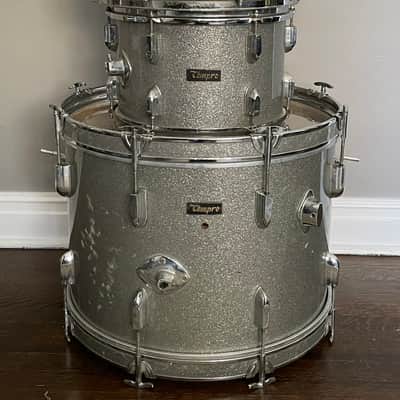 1960’s-1970’s Tempro 3 Piece Drum Kit Silver Sparkle Pearl Stencil Japan 20 / 14 / 12 image 1