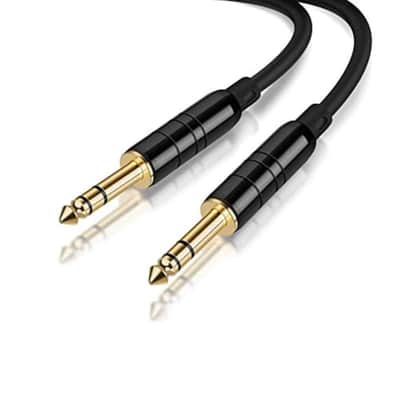1/4’’ Trs Cable, 33 Feet 1/4 Inch To 1/4 Inch 6.35Mm Balanced Stereo Audio Cable For Studio Monitors,Mixer,Yamaha Speaker/Receiver,Black