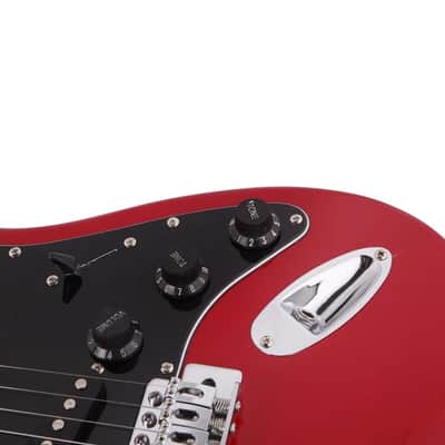 New Burning Fire Electric Guitar with Black Pickguard 20W AMP Red image 5