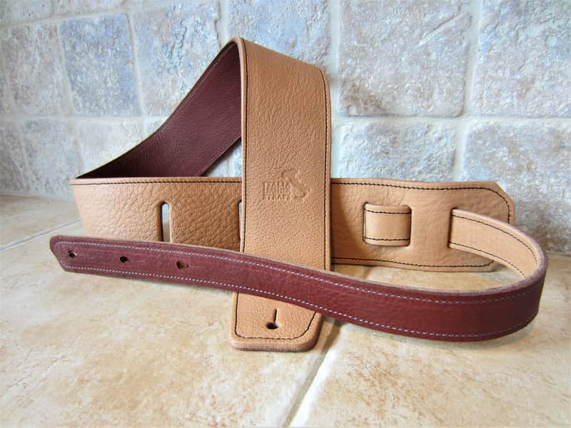 Italia Leather Straps 2.5 INCH WIDE Sunrise LEATHER GUITAR STRAP 2026 Sunrise Cognac image 1