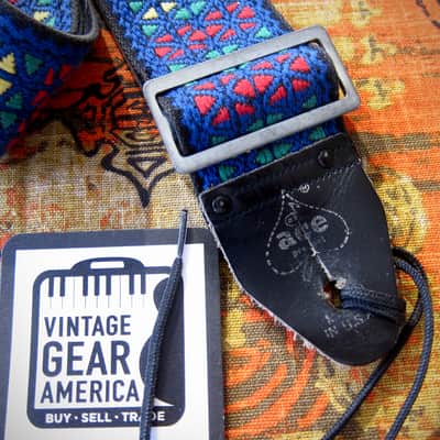 ACE Guitar Strap Blue Kaleidoscope Model as used by Rolling Stones Circa-1960s-Blue with Red, Green & Yellow Diamonds image 11
