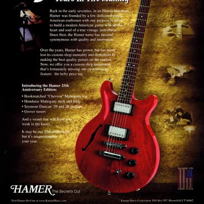 Hamer Artist 25th Anniv USA 1999 (100% Honduras Mahogany) image 2