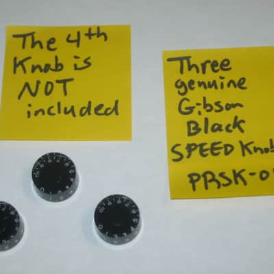 THREE lightly used genuine Gibson BLACK SPEED KNOBS (ONLY 3 of the 4 knobs from PRSK-010 set are for sale) from 2005 (see comparison pictures # 4,  # 5, and # 6 of bottom side) image 1