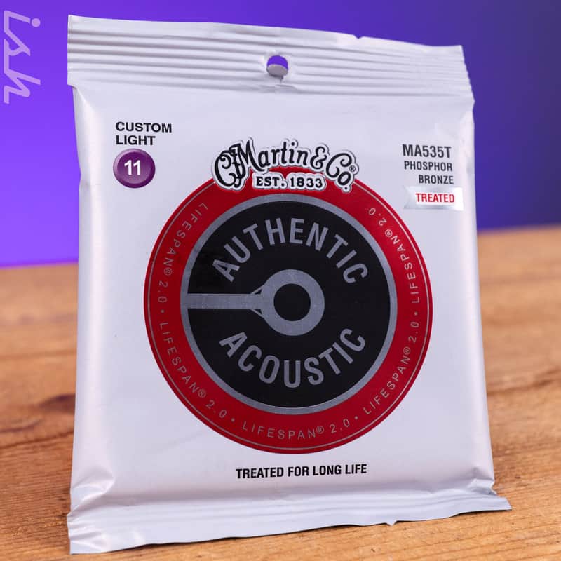Martin MA535T 11-52 Custom Light Authentic Acoustic Lifespan 2.0 Treated 92/8 Phosphor Bronze Guitar Strings image 1