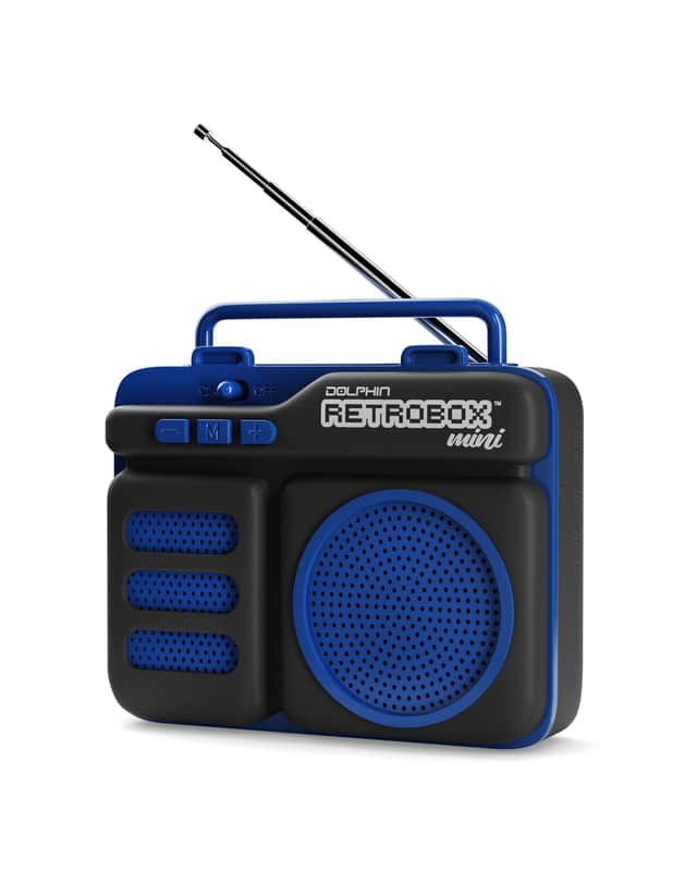 Dolphin RTX-10 Retrobox™ Mini Portable Bluetooth Radio Choose Colors - BLUE image 1