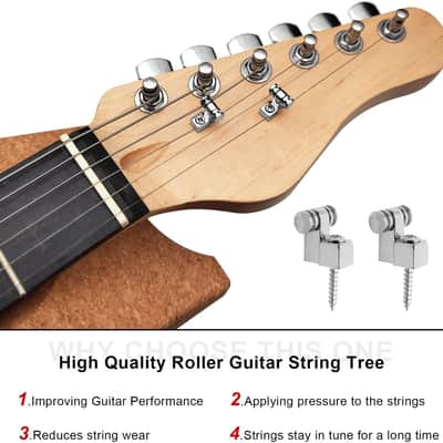 Roller Guitar String Trees Guides Retainer for Fender Strat Stratocaster Tele Telecaster Electric Guitar,Pack of 4 (Chrome) image 3